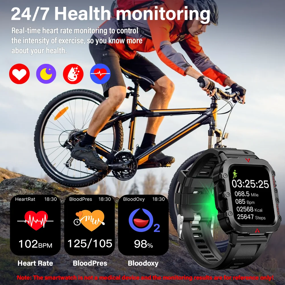 LAXASFIT Men Sports Smart Watch 1.71 Screen Blood Oxygen Bluetooth Talking Watch Multi Sport LED Flashlight Outdoor Smart Watch - Image 4