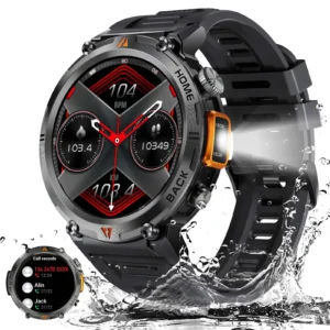 LaNikar KE3 Bluetooth Call Smart Watch Men Full Touch Screen Health Monitor Clock With Flashlight Men SmartWatch For IOS Android