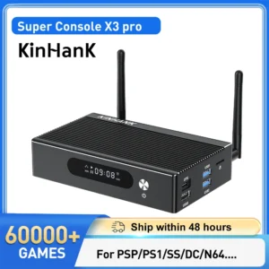 KINHANK Super Console X3 Pro Retro Video Game Console 60000 Games for PS1/PSP/SS/N64/DC/Arcade Android 9 TV Box