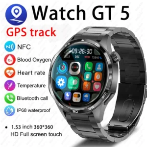 New Watch GT5 Pro Smart Watch Men Women AMOLED HD Screen Bluetooth Call GPS NFC Watch 5 Pro Health Monitoring Sports Smartwatch