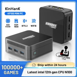 KINHANK Super Console KP100 Video Game Console 16GB DDR5 Batocera 100000+ Games 70+Emulators for SS/WII/GC/MAME/PS3/PS2/Arcade